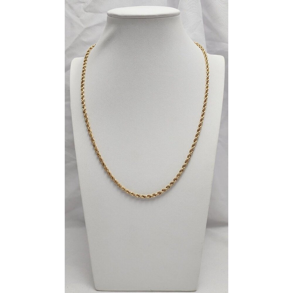 Unique 14K Karat Solid Yellow Gold Designer Rope Chain Necklace - 20.50" Length